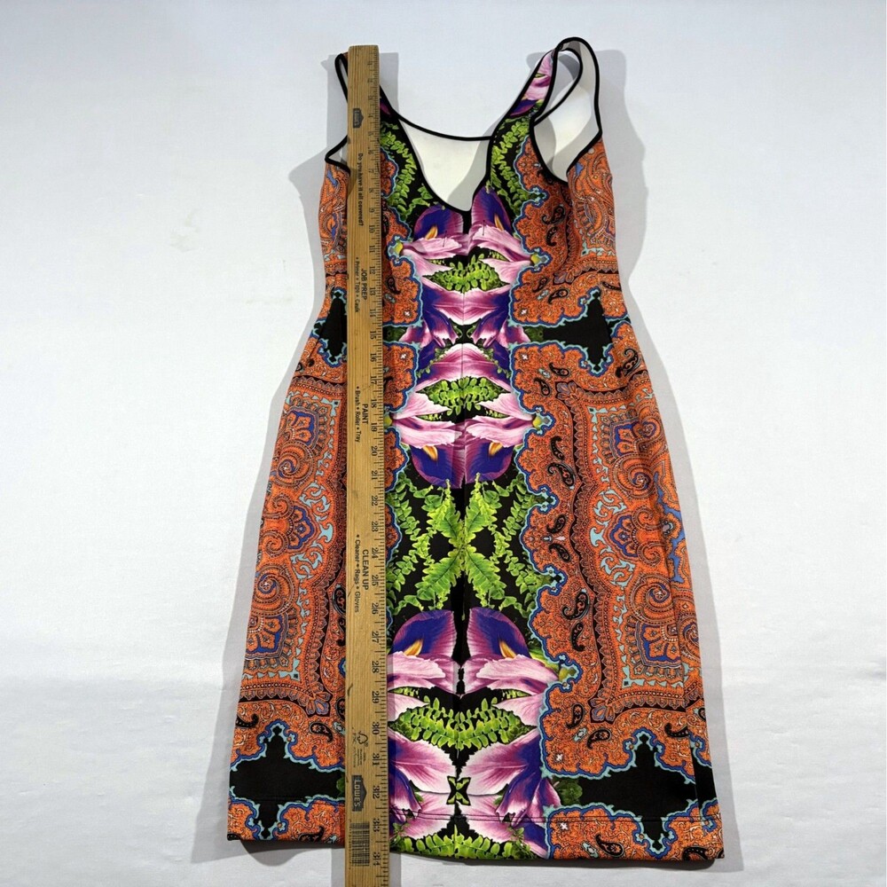 Clover Canyon Womens Orange Floral Sleeveless Stretch Party Sheath Dress Sz S - Picture 7 of 13
